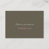 粋なピンクおよびカーキ色の名刺 名刺 (裏面)