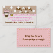 粋なピンクおよびブラウンのベーカリーの名刺 名刺 (正面/裏面)