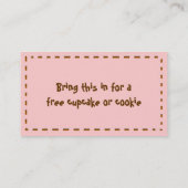 粋なピンクおよびブラウンのベーカリーの名刺 名刺 (裏面)