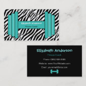 粋なピンクおよび黒いシマウマのプリントのパーソナルトレーナー 名刺 (正面/裏面)