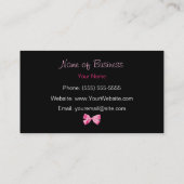 粋なピンクおよび黒いヒョウのショッキングピンクのリボン 名刺 (裏面)