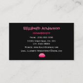 粋なピンクおよび黒いヒョウのメーキャップアーティストの唇 名刺 (裏面)