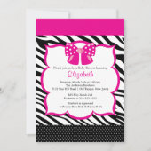 粋なピンクのシマウマフレームのベビーシャワーの招待状 招待状 (正面)