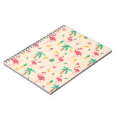 粋なピンクの水彩画の熱帯フラミンゴの花柄 ノートブック (左側)
