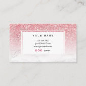 粋なピンクの金ゴールドのグリッターの大理石の名刺 名刺 (裏面)