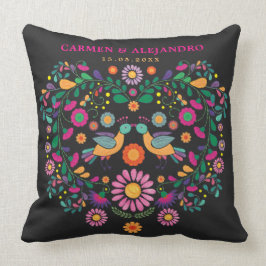 粋なフェスタのメキシコ花模様の結婚祝い クッション