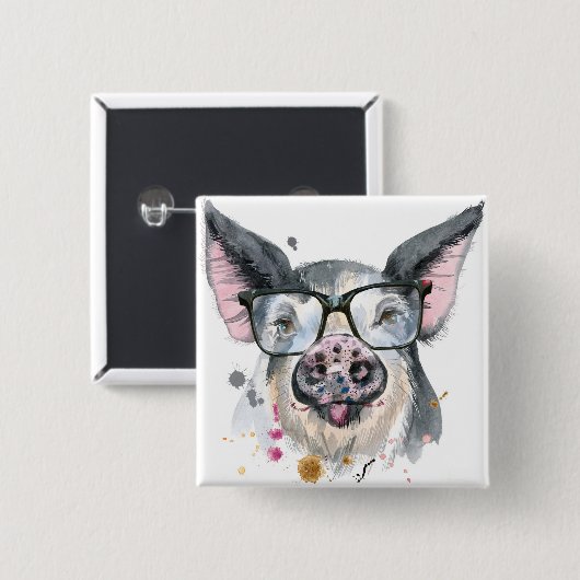 粋なブタ 缶バッジ (正面&裏面)