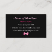 粋なブティックのピンクおよび黒いヒョウのピンクのリボン 名刺 (裏面)