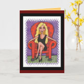 粋なブロンド及び赤い椅子-挨拶状 カード (黄色い花)