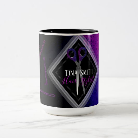 粋なヘアーサロンはデザインを切ります ツートーンマグカップ (中央)