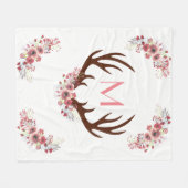 粋なボヘミアの水彩画によってはシカの(雄ジカの)枝角が開花します フリースブランケット (正面(横))