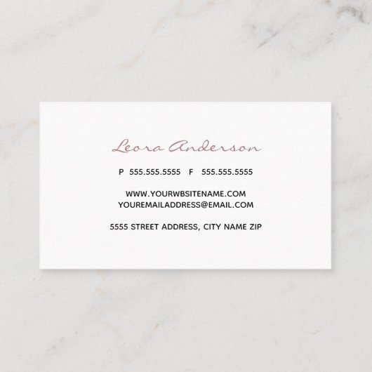 粋なメーキャップアーティストのばら色の金ゴールドの大理石 名刺 (裏面)