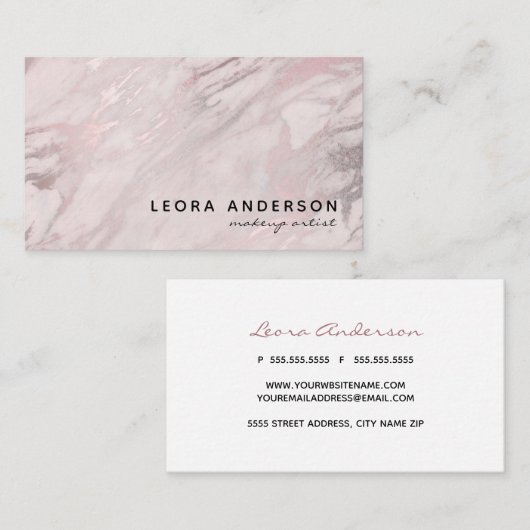粋なメーキャップアーティストのばら色の金ゴールドの大理石 名刺 (正面/裏面)