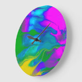 粋なモダンの抽象的な流れる色 ラージ壁時計 (傾斜)