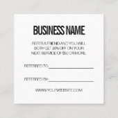 粋なモダンは友人/紹介カードを参照します スクエア名刺 (裏面)