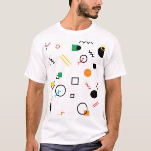 粋なモダン、よくはしゃぐクール幾何学的なメンフィス Tシャツ