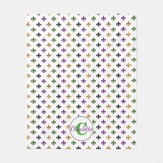 粋なモノグラムの謝肉祭の（紋章の）フラ・ダ・リ フリースブランケット (正面)