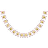 粋なモノグラムの金ゴールドのグリッターの赤面のピンクのストライプ バンティングフラッグ (全)