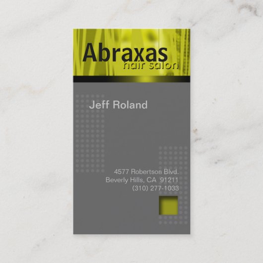 粋なライムの黄色の灰色の名刺"Abraxas " 予約カード (正面)
