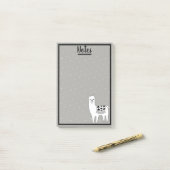 粋なラマのスケッチ及び白い点 ポストイット (デスク上)