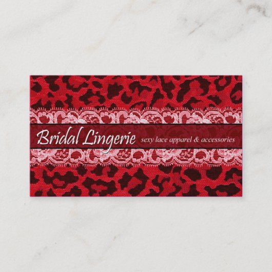 粋なレースのヒョウの花嫁のランジェリーのレースのようなガーター 名刺 (正面)