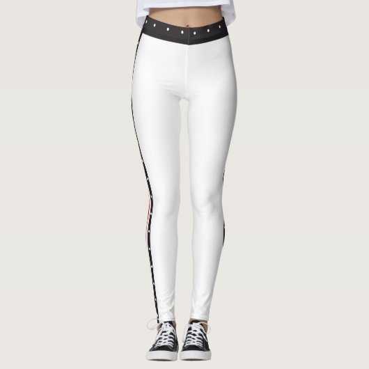 粋な側面のストライプのファッションの赤く白く黒い点 レギンス (正面)