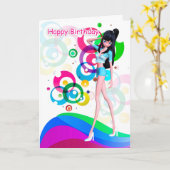 粋な十代の誕生日の挨拶状 カード (黄色い花)