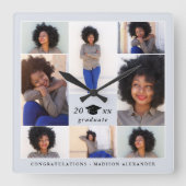 粋な卒業の帽子の写真のコラージュ スクエア壁時計 (正面)