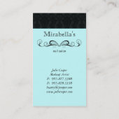 粋な名刺のダマスク織の渦巻の暗藍色 名刺 (裏面)