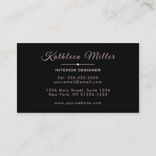 粋な大理石のばら色の金ゴールドのモダン 名刺 (裏面)