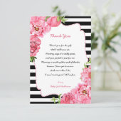 粋な女の子のピンクの花のベビーシャワーはノート感謝していしています サンキューカード (スタンド正面)