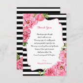 粋な女の子のピンクの花のベビーシャワーはノート感謝していしています サンキューカード (正面/裏面)