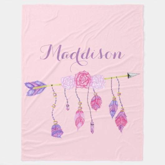 粋な女性の10代のな女の子のBohoの矢の羽は上がりました フリースブランケット (正面)