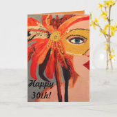 粋な女性第30バースデー・カード カード (黄色い花)