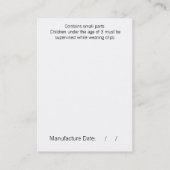 粋な弓ぽっちゃりしたピンク及び黒いカード 名刺 (裏面)