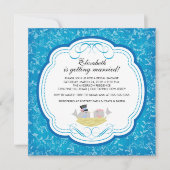 粋な愛鳥のブライダルシャワーの招待状の青 招待状 (正面)