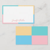 粋な手で描いた原稿の青緑のピンクの黄色 ノートカード (正面/裏面)