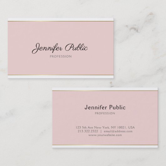 粋な手書きの原稿の赤面のピンクの金ゴールドの平野 名刺 (正面/裏面)