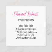 粋な手書きの最小主義のピンクの名刺 スクエア名刺 (裏面)