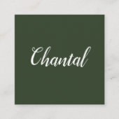粋な手書きの最小主義の緑の名刺 スクエア名刺 (正面)