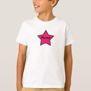 粋な星のピンクおよび黒い女の子のカスタムのワイシャツ Tシャツ