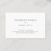 粋な最小主義のエレガントでモダンでシンプルなテンプレート 名刺 (裏面)