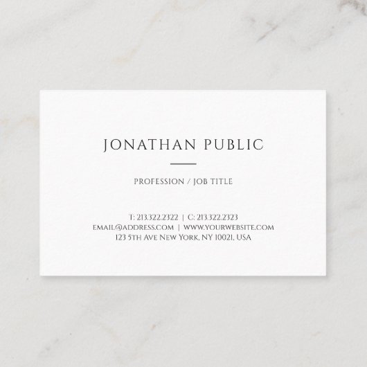 粋な最小主義のエレガントでモダンでシンプルなテンプレート 名刺 (裏面)