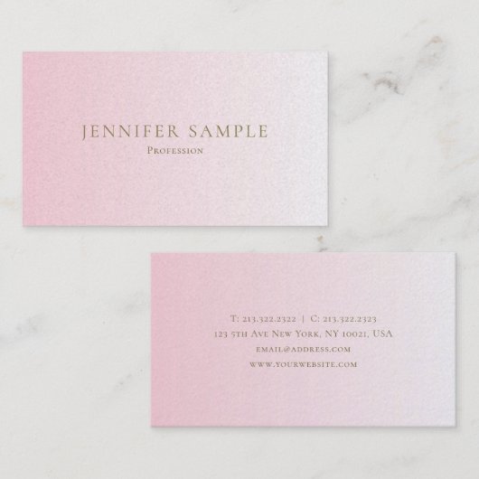 粋な最小主義のスタイリッシュなピンクの金ゴールドのデザインの贅沢 名刺 (正面/裏面)