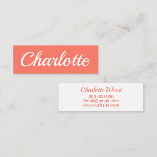 粋な最小主義のモダンなモモのピンクの名刺 スキニー名刺 (正面/裏面)