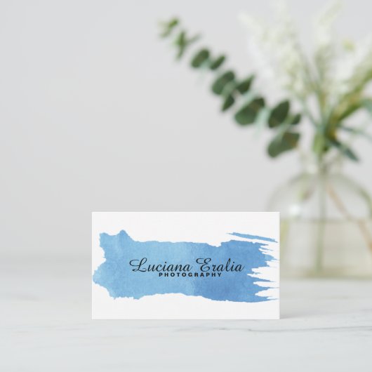 粋な最小主義の青い水彩画の名刺 名刺 (スタンド正面)