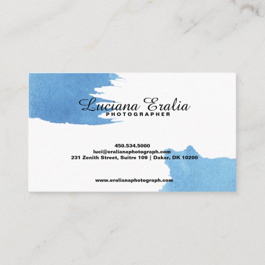 粋な最小主義の青い水彩画の名刺 名刺 (裏面)
