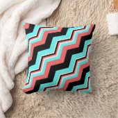 粋な枕; シェブロン黒く、白く、珊瑚及びティール(緑がかった色) クッション (ブランケット)