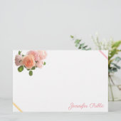 粋な水彩画のバラの手書きの一流のテンプレート 便箋 (スタンド正面)