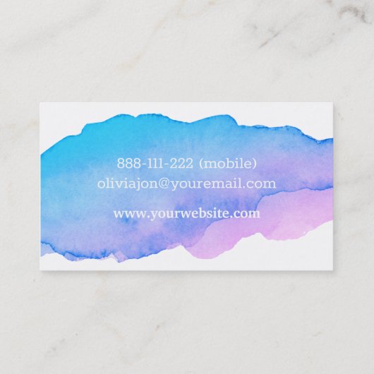 粋な水彩画のピンクのフリーのヨガのインストラクター 名刺 (裏面)